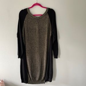 Black and Gold Metallic Sweater Dress